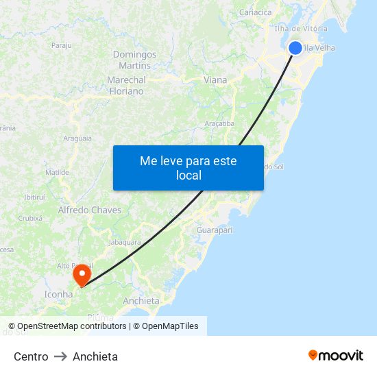 Centro to Anchieta map
