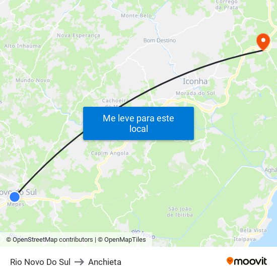 Rio Novo Do Sul to Anchieta map