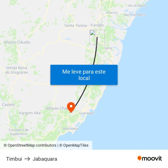 Timbui to Jabaquara map