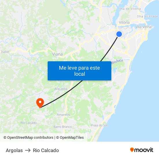 Argolas to Rio Calcado map