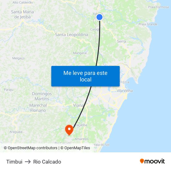 Timbui to Rio Calcado map