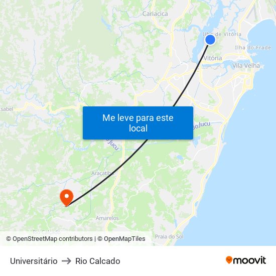 Universitário to Rio Calcado map