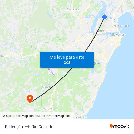 Redenção to Rio Calcado map