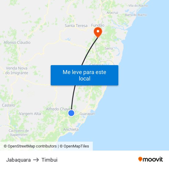 Jabaquara to Timbui map