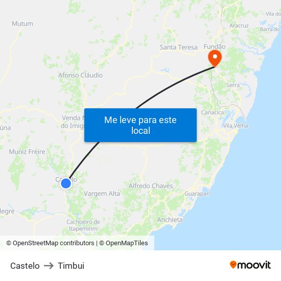 Castelo to Timbui map