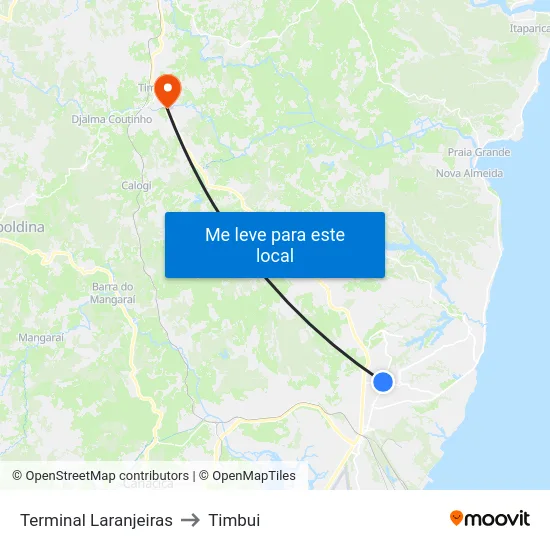 Terminal Laranjeiras to Timbui map
