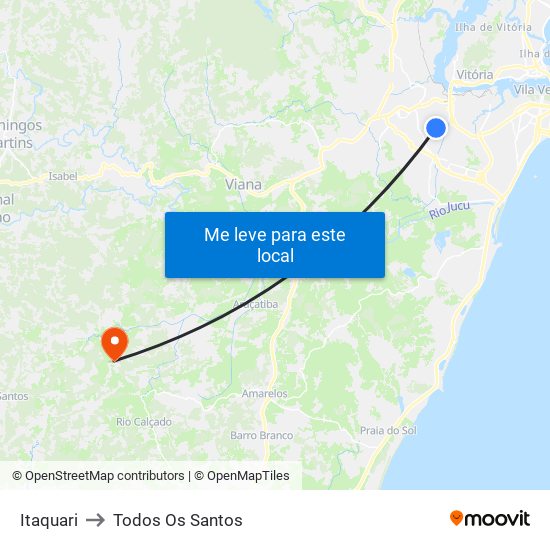 Itaquari to Todos Os Santos map