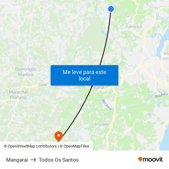 Mangarai to Todos Os Santos map