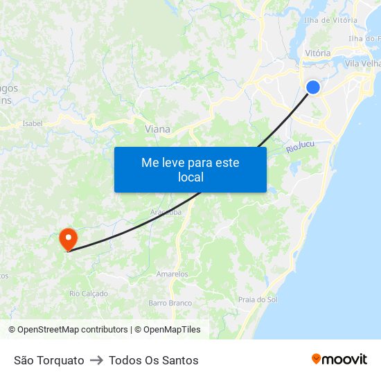 São Torquato to Todos Os Santos map