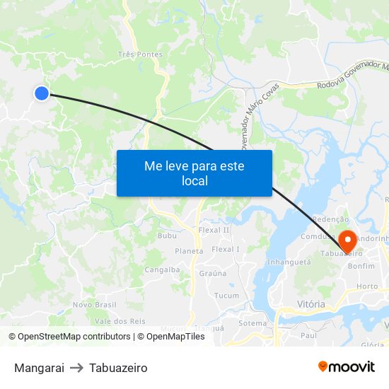 Mangarai to Tabuazeiro map