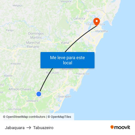 Jabaquara to Tabuazeiro map