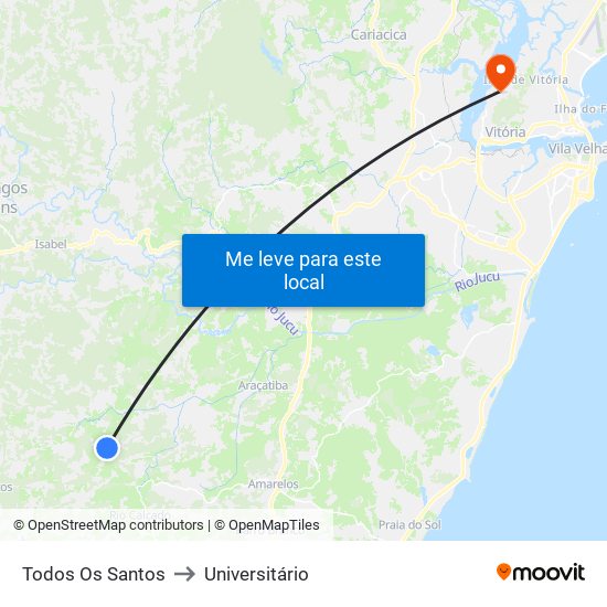 Todos Os Santos to Universitário map