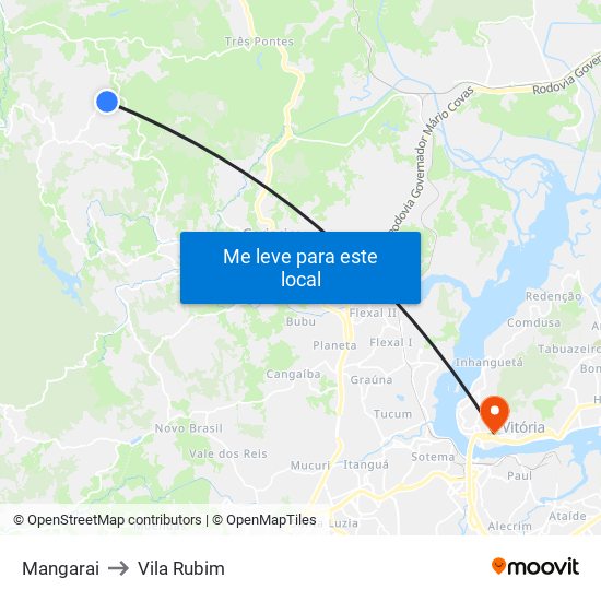 Mangarai to Vila Rubim map