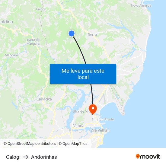 Calogi to Andorinhas map