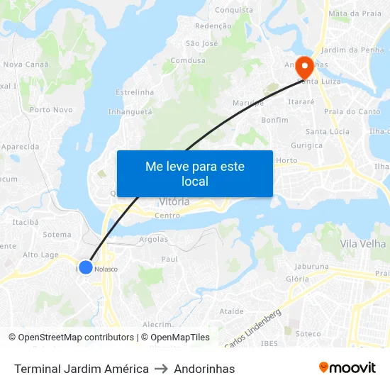 Terminal Jardim América to Andorinhas map