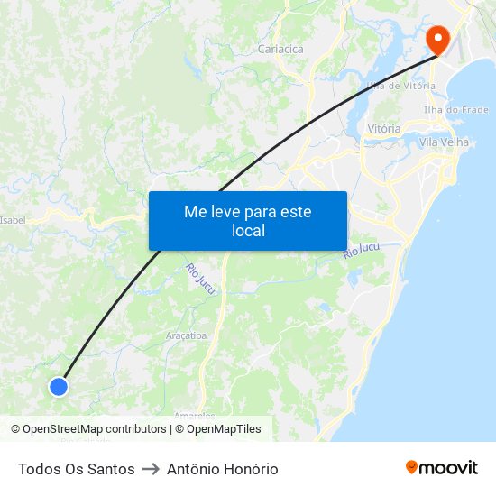 Todos Os Santos to Antônio Honório map