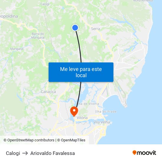 Calogi to Ariovaldo Favalessa map