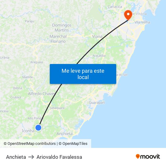 Anchieta to Ariovaldo Favalessa map