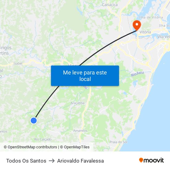 Todos Os Santos to Ariovaldo Favalessa map