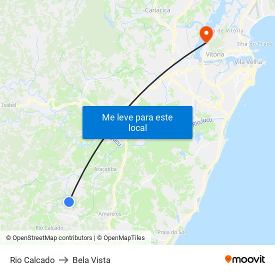 Rio Calcado to Bela Vista map