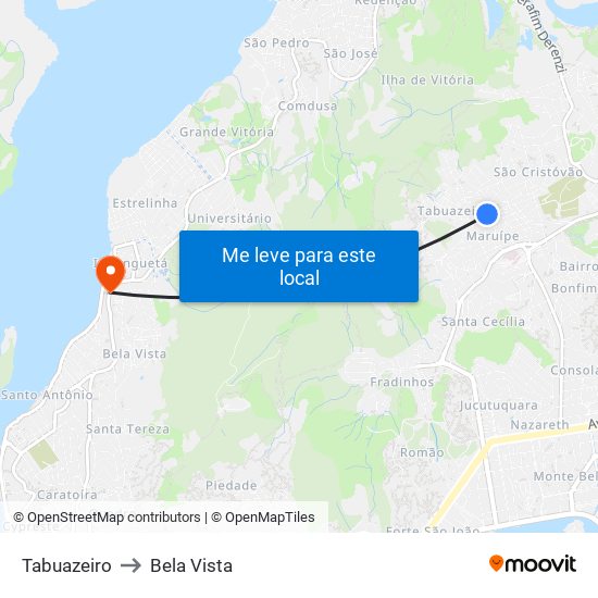 Tabuazeiro to Bela Vista map
