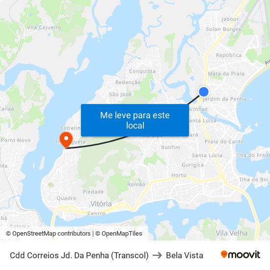 Cdd Correios Jd. Da Penha (Transcol) to Bela Vista map