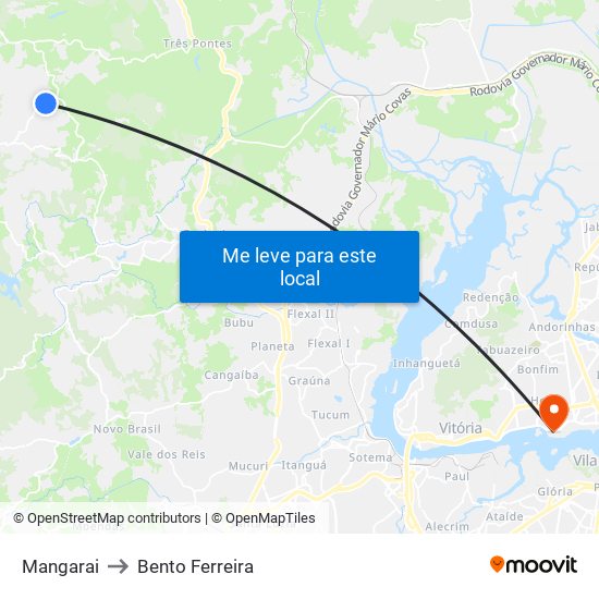 Mangarai to Bento Ferreira map