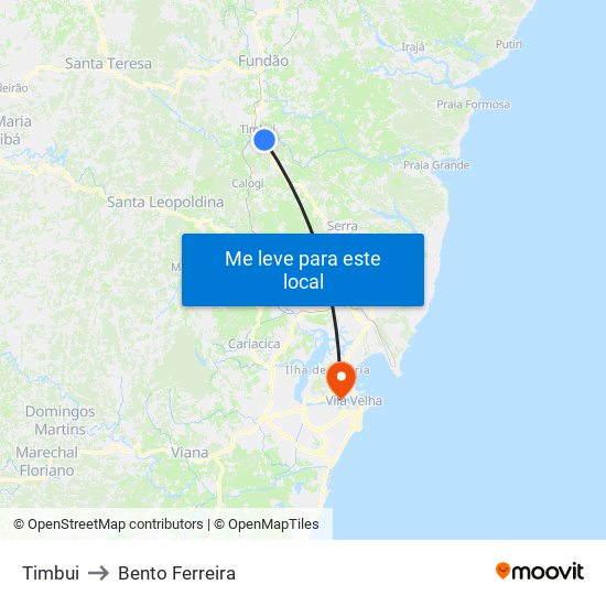 Timbui to Bento Ferreira map