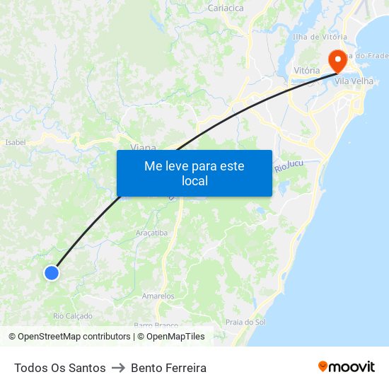 Todos Os Santos to Bento Ferreira map