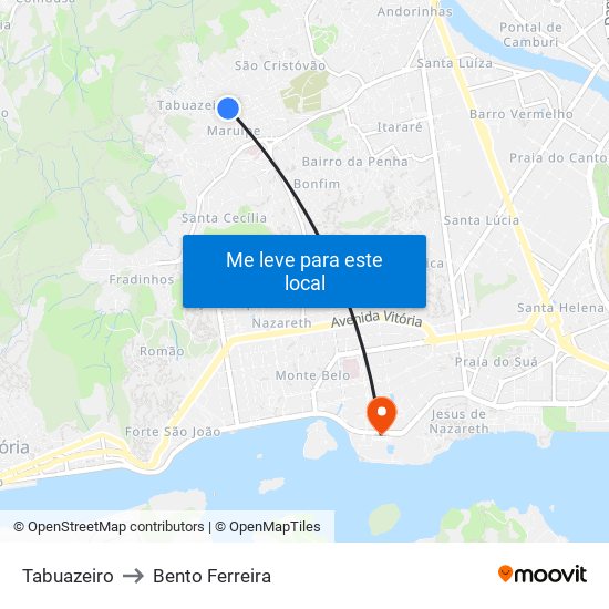 Tabuazeiro to Bento Ferreira map