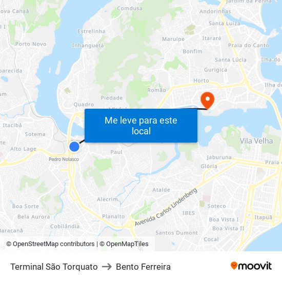 Terminal São Torquato to Bento Ferreira map