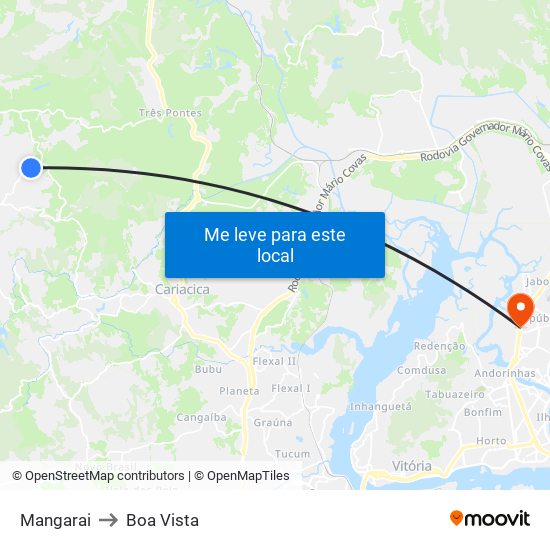 Mangarai to Boa Vista map