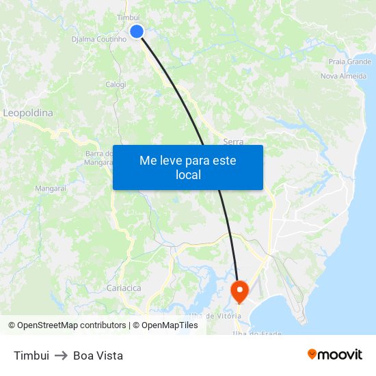 Timbui to Boa Vista map