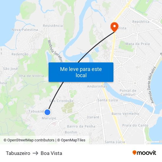 Tabuazeiro to Boa Vista map