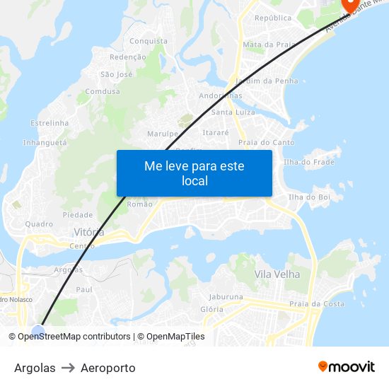 Argolas to Aeroporto map