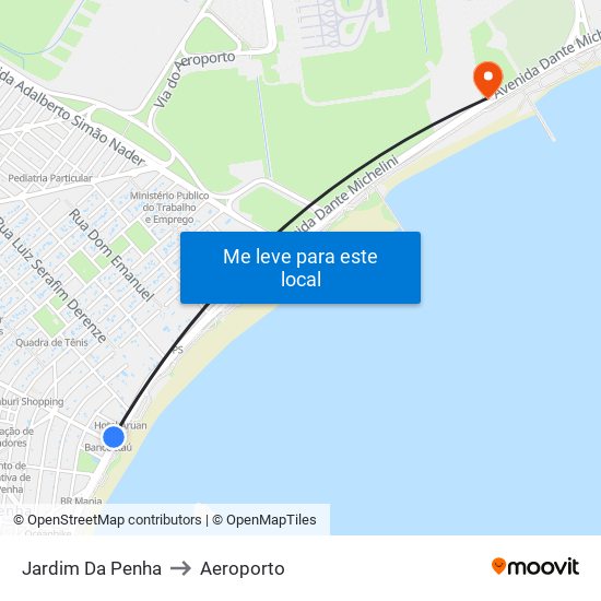Jardim Da Penha to Aeroporto map