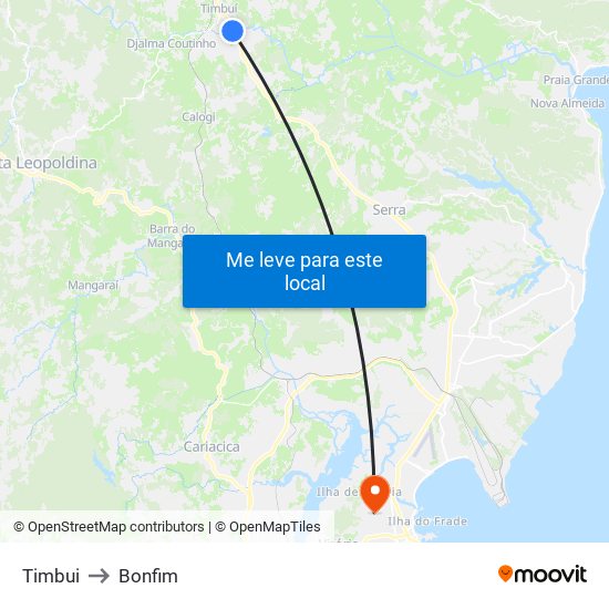 Timbui to Bonfim map