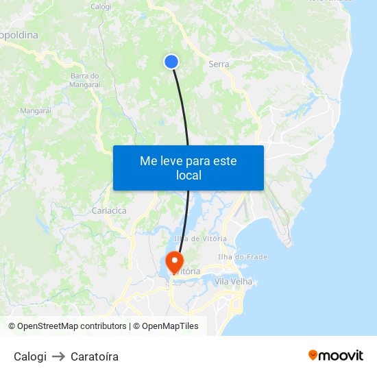 Calogi to Caratoíra map