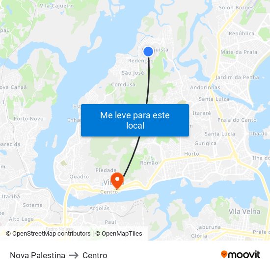 Nova Palestina to Centro map
