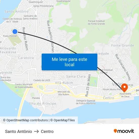 Santo Antônio to Centro map