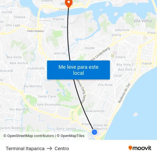 Terminal Itaparica to Centro map