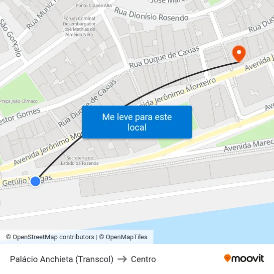 Palácio Anchieta (Transcol) to Centro map