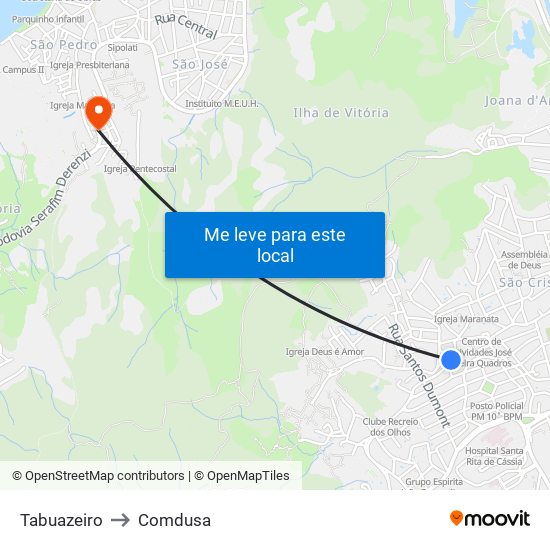 Tabuazeiro to Comdusa map