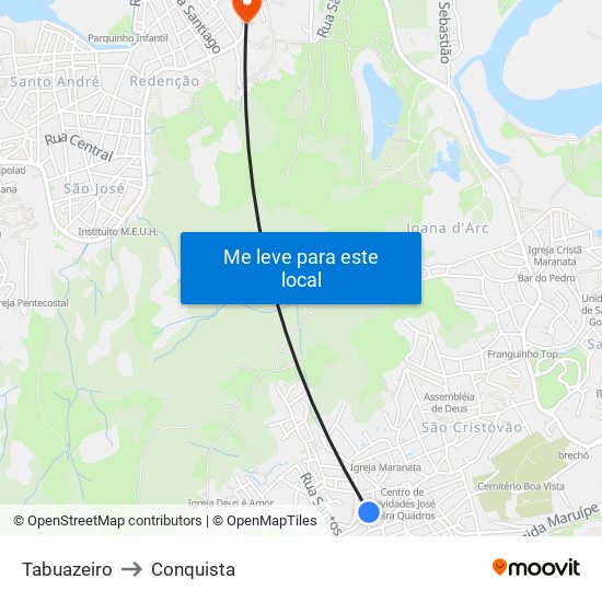 Tabuazeiro to Conquista map