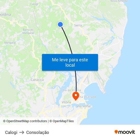 Calogi to Consolação map