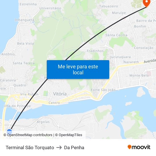 Terminal São Torquato to Da Penha map