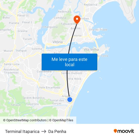 Terminal Itaparica to Da Penha map
