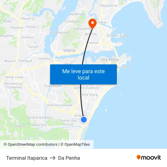 Terminal Itaparica to Da Penha map