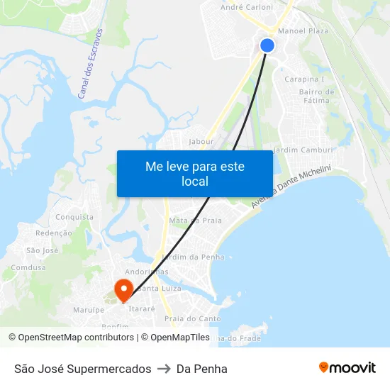 São José Supermercados to Da Penha map