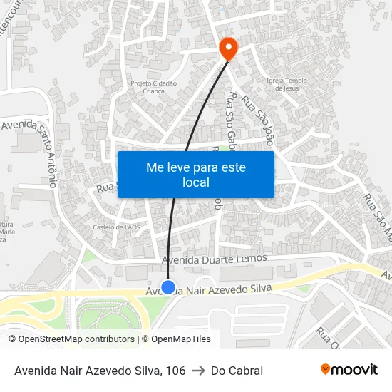 Avenida Nair Azevedo Silva, 106 to Do Cabral map